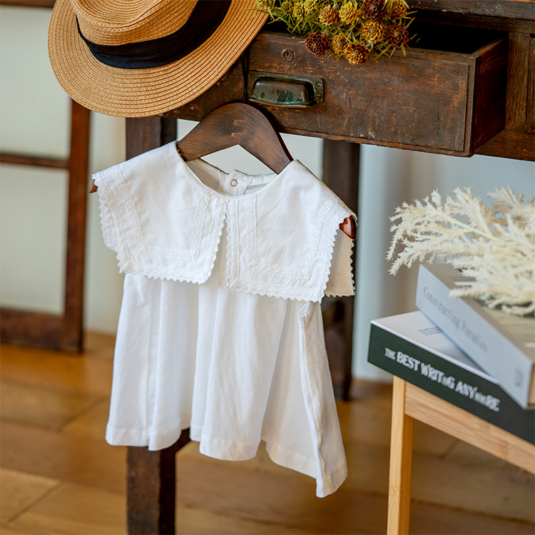 子供服 ノースリーブ ビック衿tシャツ ベビー服 キッズ服 女の子 トップス 夏 涼しい おしゃれ かわいい 通園 襟付き 無地 80 90 100 お出かけ Sommelier Babygift サイズ カラー 内祝い 出産内祝い カタログギフト の ソムリエ ギフト